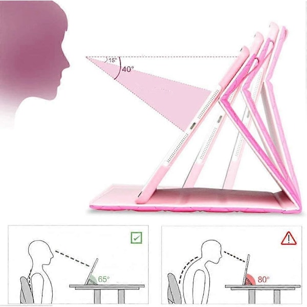 iPad 10.2 2021/2020/2019 9:e/8:e/7:e Generation Skal, Kron Design Bling Diamant Sött Elegant PU Läder Smart Auto Sleep/Wake Stötsäkert Fodral med Ställ Rose Red