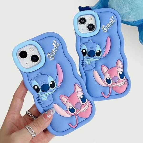 iPhone 13 -kotelo, Lilo & Stitch Pehmeä Silikoninen Suloinen Suojaava Kotelo Puhelimelle Blue