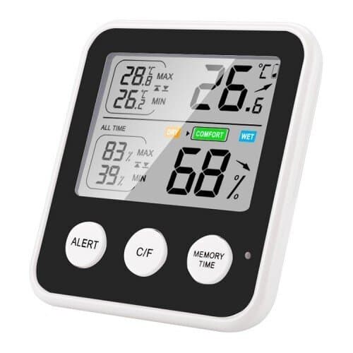 Multifunktionell inomhustermometer och hygrometer - Svart