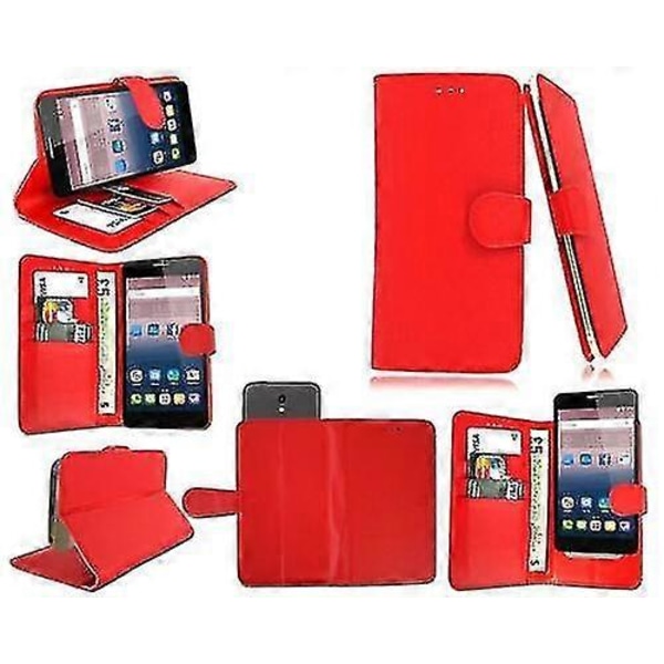 Doro 8035 5' äkta läder flip plånboksfodral telefon skal bok plånbok Red