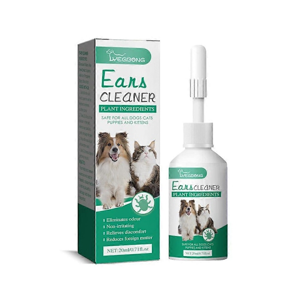 20ML Øredråber til Kæledyr Fjerner Øremider Forbedrer Hørelsen Let at Bruge Effektiv Kat Hunde Ørerenser Kæledyrsartikler 1pcs