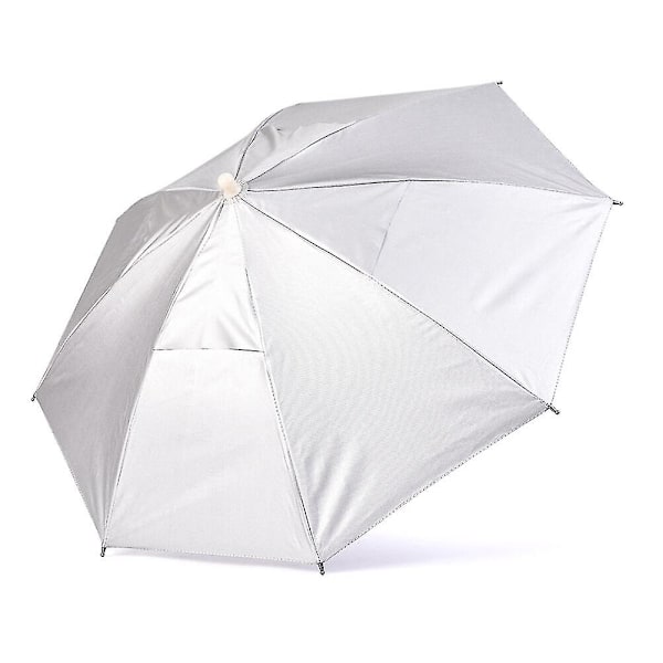 Paraply Hat Foldbar Fiskeri Camping Udendørs Sol Regn Hue Hovedbeklædning Beskyttelse Silver