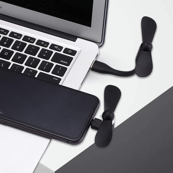2-pack USB-minifläktar för telefoner, bärbara datorer