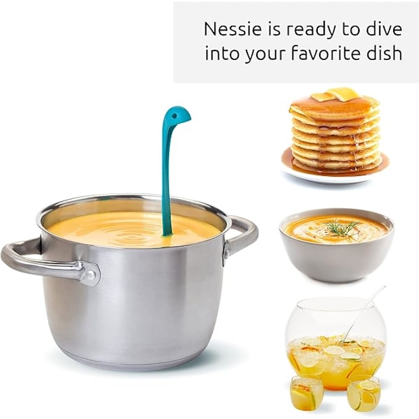 Nessie Slev - Lila Matlagningslev för Servering av Soppa, Gryta, Sås & Chili - Hög Värmebeständig Loch Ness Stående Soppslev Blue