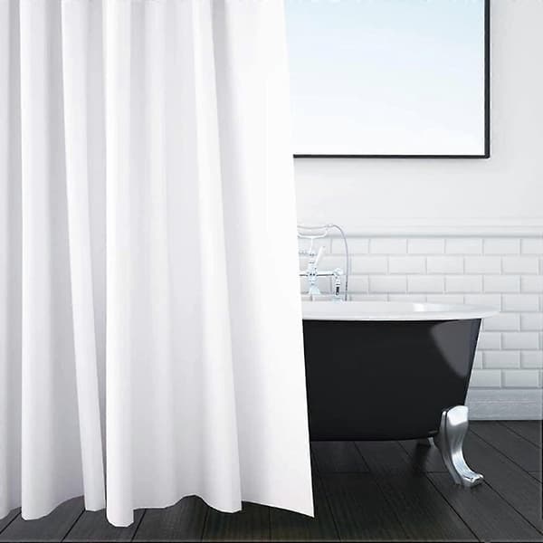 Enfärgad Duschdraperi Vit 180 x 220 CM Extra Lång