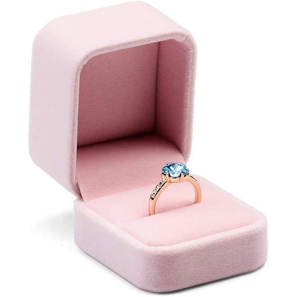 (Ringask) 1 stycke rosa sammetspresentask smyckesförvaringsask presentask smyckesask