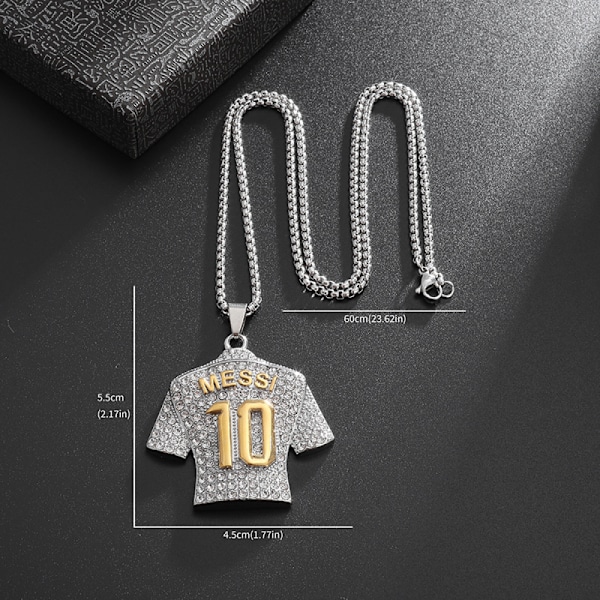 Messi nr 10 tröja halsband, herr tröja halsband - guld
