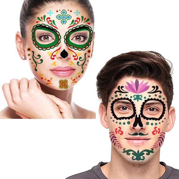 9 st Halloween Tillfälliga Tatueringar Skräck Skelett Tatuering Dekal för Festrekvisita Horror Cosplay Kostym Makeup Rekvisita