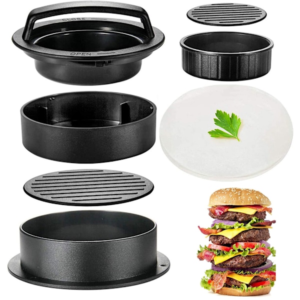 Hamburgerpress Högkvalitativ köttpress för att enkelt forma hamburgare perfekta biffar för grill, biff, bacon,