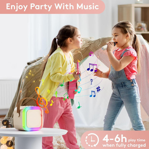 Karaokemaskin för vuxna och barn 2 trådlösa mikrofoner Portab
