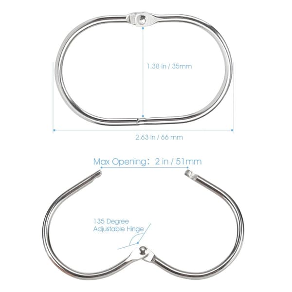 10 st Duschdraperihakar (Silverfärgade), Oval Snap Duschringar för Draperi, Glider Smidigt Duschhakar för Duschdraperistång