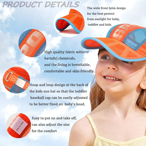 (blå) 4-10 år Barn Baseballkeps Mesh Färgblockerad Sommar Solhatt Snabbtorkande Andningsbar Visir Hattar Lättviktig Anti-UV Golfhatt