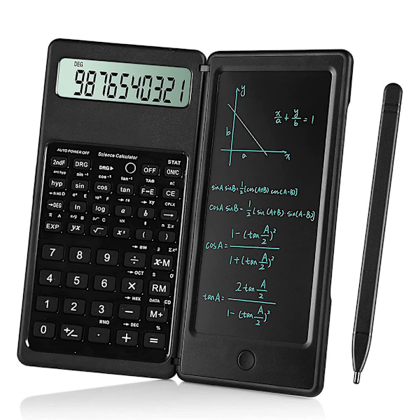 Vetenskaplig miniräknare - Vetenskaplig matematikränare - Miniräknare med LCD-skärm - Suddgummi LCD-ritplatta - 2 i 1-funktion Re