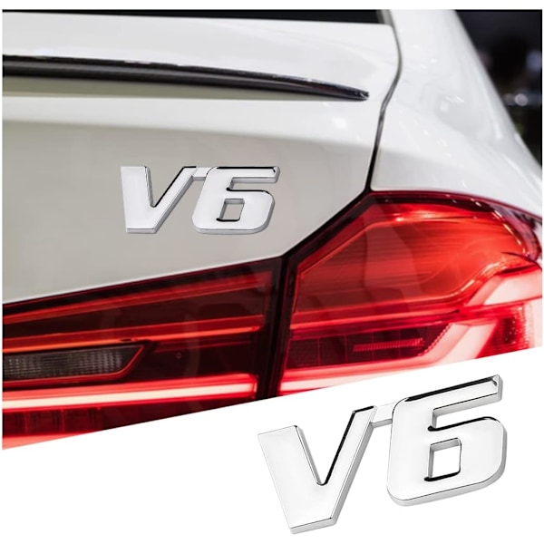 3D Metall V6 Bilstickers (5,7*2,6cm) Emblem Badge Dekal