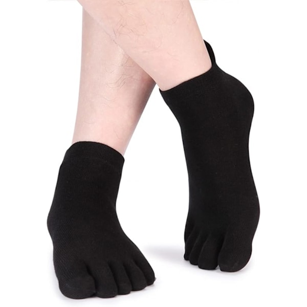 3 par svarta tåstrumpor, No Show Five Finger strumpor, löparstrumpor med tår för män och kvinnor