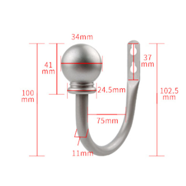 2 st Silvriga Metalliska Väggmonterade Gardinband (Rördiameter 11 mm) för Sovrum, Vardagsrum, Kontor Levereras med Skruvar