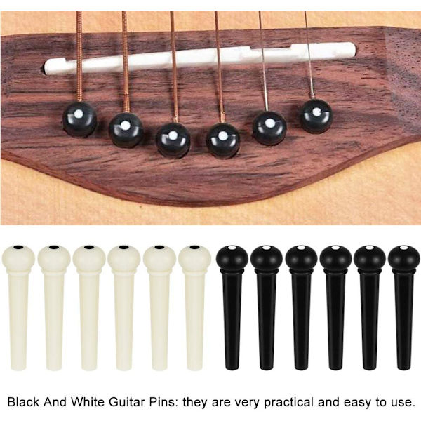 Gitarrstallpinnar - Gitarrddelar - Akustisk gitarr - Stallsadel och sadel i ben - Primärfärg Vintage Style Gitarraccessoar