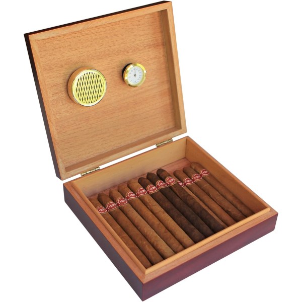 Cedar Wood Cigar Humidor, Cigarr Humidor med inbyggd Hygrometer
