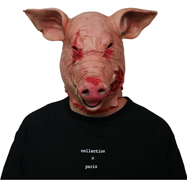 Läskig Djur Latex Mask Halloween Kostym Cosplay Rekvisita Blodig Gris Huvud Slaktmask Horror Vuxen Huva Mask