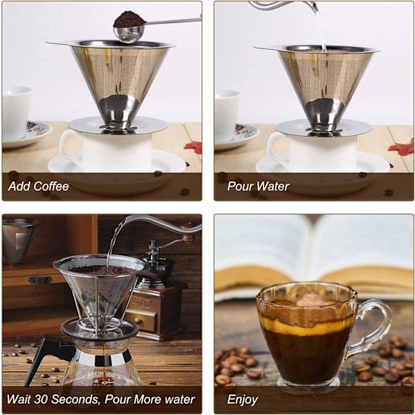 (S)Återanvändbart kaffefilter, permanent kaffefilter i rostfritt stål