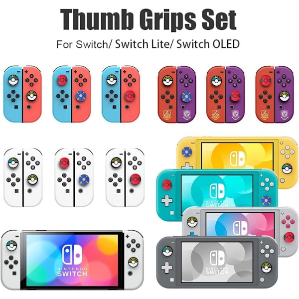 Mjuk Silikon Joystick-skydd för Nintendo Switch/OLED/Switch Lite (Ny Pokéboll), Analoga Stick-grepp Knappskydd för Switch