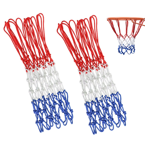 Basketbollnät - Basketbollnät - Röd Vit Blå - 2 Stycken - Basketbollnät