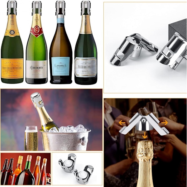4 st Champagneflaskkorkar (Guld), Rostfritt Stål Vinflaskkork, Håller Vin Färskt, Återanvändbar