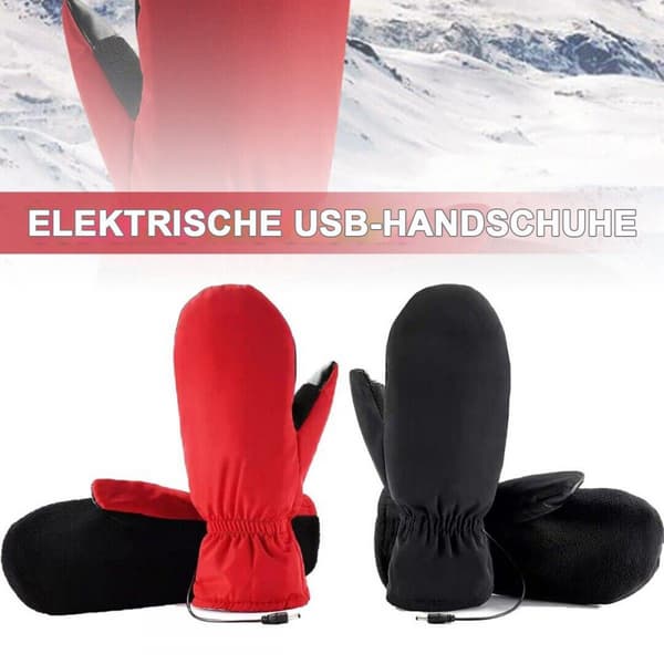 Röda Läderhandskar Elektriskt Uppvärmda Handskar USB Laddningsbara