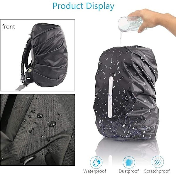 Regnskydd för skolryggsäck med reflexband - 2-pack - Vattentätt regnskydd - för utomhus - för camping vandring