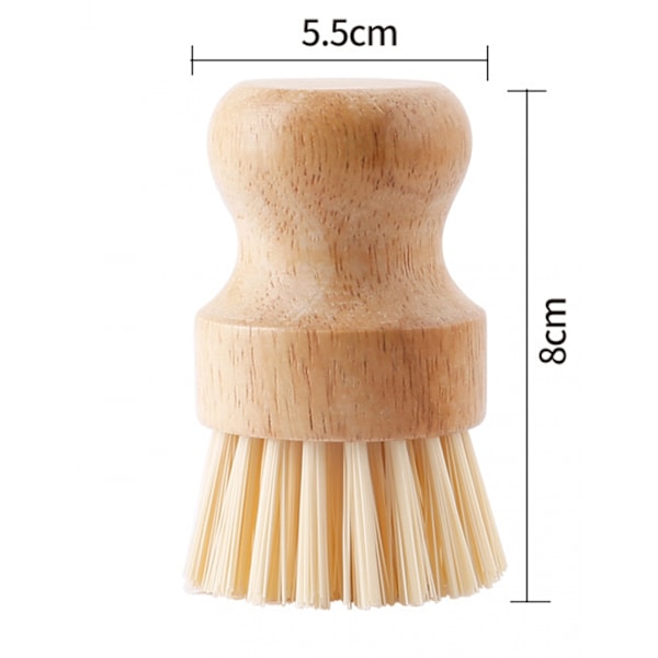Diskborste - Rund diskborste i trä - 2 stycken - Grönsaksborste - Bokträ - Mjuka borst - Nylon - Köksborste - Tvätt B