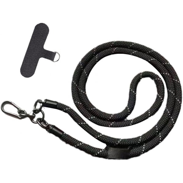 Mobiltelefon crossbody anti-förlust snöre svart justerbar klättring rep spänne rep avtagbar