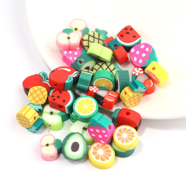 150 st handgjorda frukttema Polymer Clay Beads Lösa pärlor för J