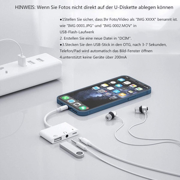 Lightning USB OTG-ljudadapter 3-i-1 USB-läsare Adapter USB-adapter