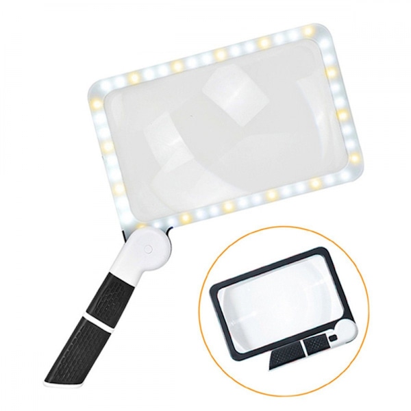 Fällbar fickförstoringsglas med LED-belysning, två färger