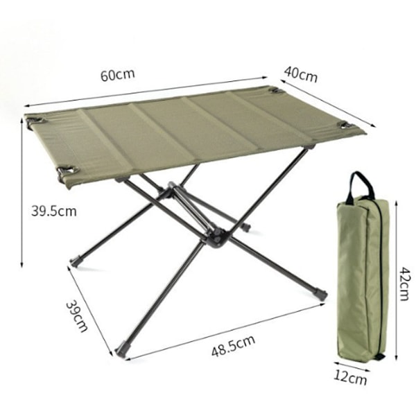 1 st Militärgrön Campingbord för Utomhus, Bärbar Vikbar Skrivbord, Stark Last, Ultralätt Aluminium