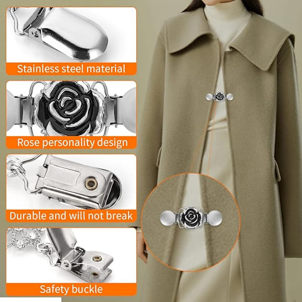Västspänne - Silver - Modeklämma - 6 st - Västklämma - Västklämma Kvinnor - Broscher - Västspänne Kvinnor - Halsband - Blus - Kn