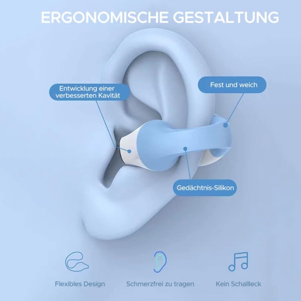 (Vit) öronklämma benledningshörlurar Bluetooth 5.3 trådlösa hörlurar