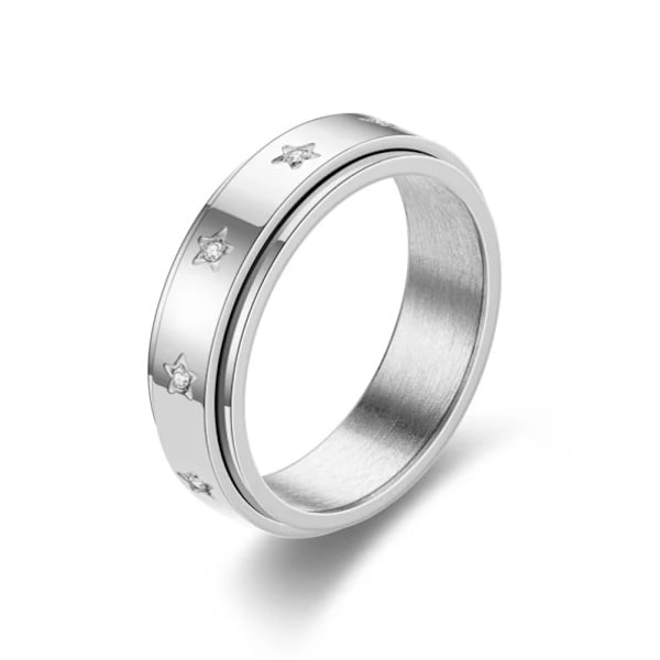 1 st. Silver 20,7 mm, Anti-stressring med stjärnor Silver 20,7 mm