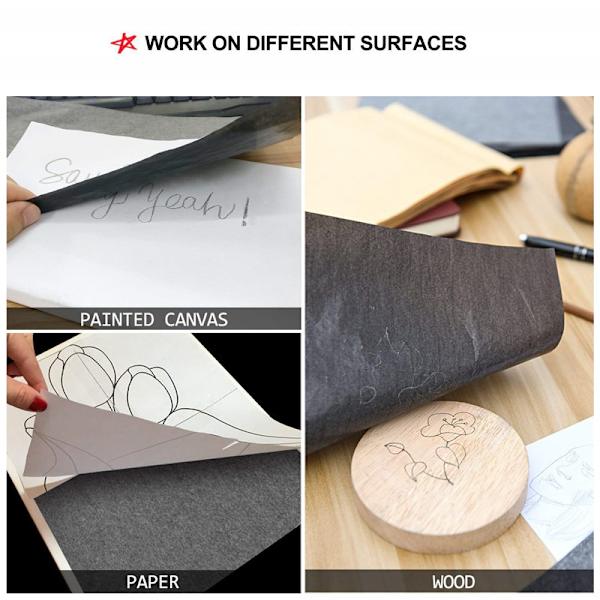 Svart kolpapper - A4-format - 300 ark - Spårpapper för hobby och ritning - Professionellt kolpapper - Spårpapper - Tr