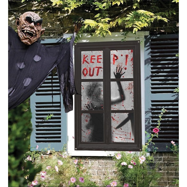 Halloween Spöklikt \"Håll Er Borta\" Fönsterdekoration Halloween Skräck Spöke Gardin Dörr Fönsteröverdrag Festdekoration