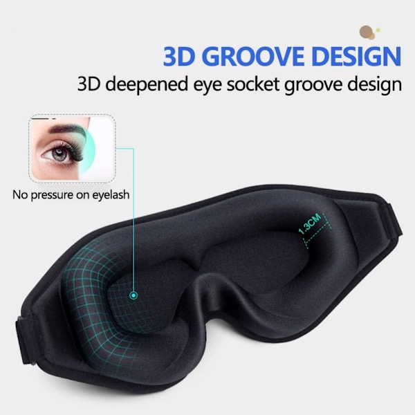 2 st 3D Komfort Ultra Mjuk Ögonmask för Sömn (Svart + Rosa), Kvinnor Män Hem Sömn Ögonöverdrag för Resa/Siesta