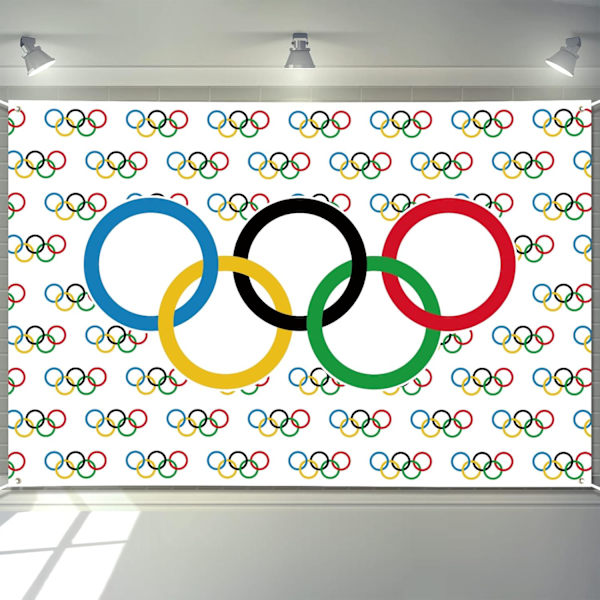OS-Dekorationer Banner 180 x 110 Ringar Spel Internationella Sporttema Pos