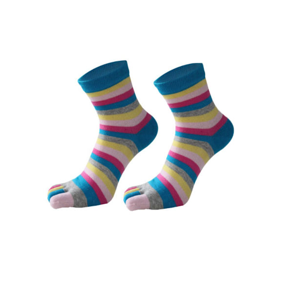 4 par Full Finger Toe Socks Bomullssockor Toe Separated Socks Rainbow Stripe Socks för kvinnor flickor
