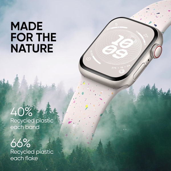 (42/44/45/49mm) Sportband Kompatibel med Apple Watch Band 38mm 40mm 41mm 42mm 44mm 45mm 49mm för Kvinnor Män, Återvunnen Plast S