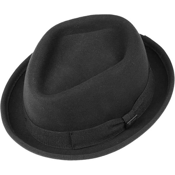 Gratus Pork Pie Filt Hatt för Kvinnor/Män - Hatt i Ullfilt - Pork Pie med Grosgrainband - Ullhatt - Fedora Sommar/Vinter