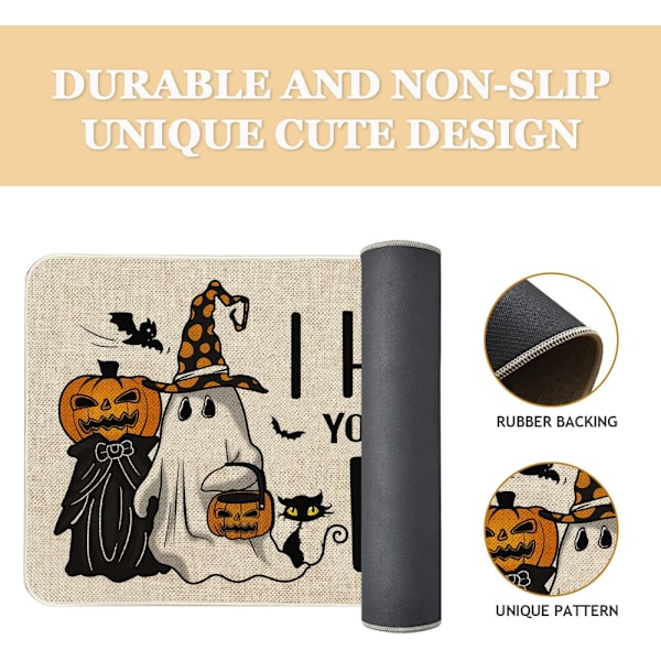 Halloween \"Jag hoppas du tog med dig bus\" Dörrmatta (50*80cm), Halksäker Halloween Dekor Gummimatta