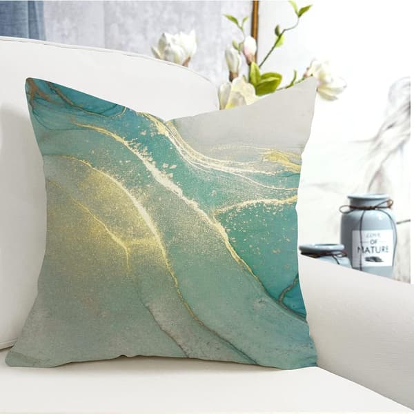 Grönt bläckmönster kuddfodral 45 x 45 cm 4-pack soffa kuddfodral för soffa vardagsrum sovrum