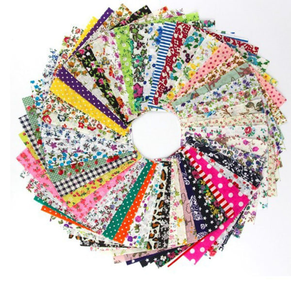 Patchworktyg 10x10cm färgglad bomullsset tygpaket 60 stycken