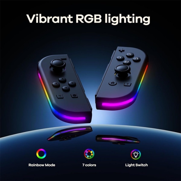 A, trådlös spelkontroll med RGB LED Justerbar Turbo 6-axlig G