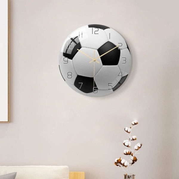 Fotbollsakryl tyst väggklocka för sovrum och vardagsrum